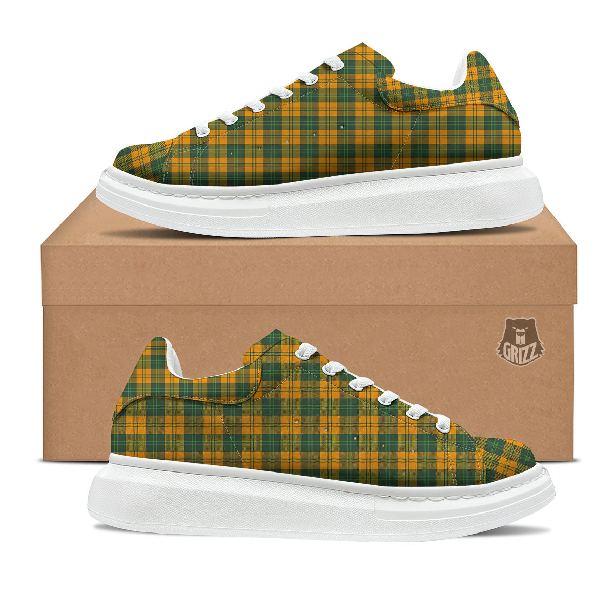 Buffalo Plaid Saint Patrick's Day Print Pattern Platform Shoes-grizzshop