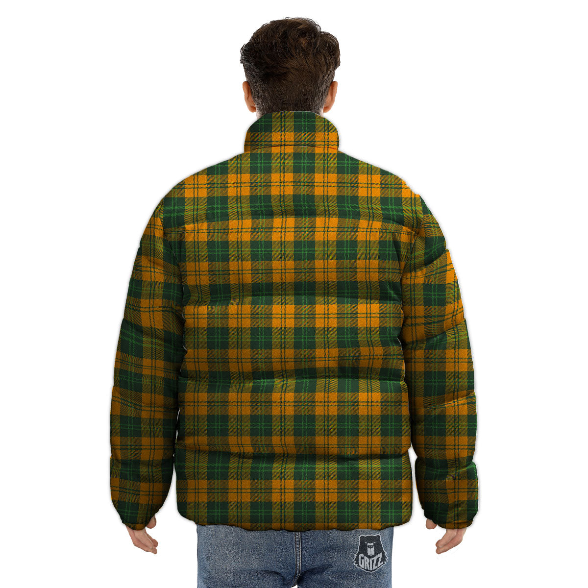 Buffalo Plaid Saint Patrick's Day Print Pattern Puffer Jacket-grizzshop