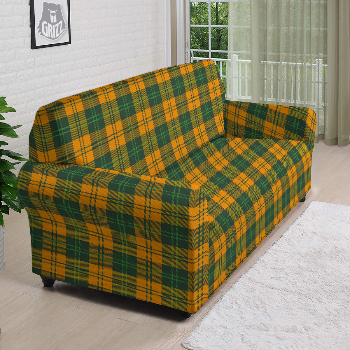 Buffalo Plaid Saint Patrick's Day Print Pattern Sofa Cover-grizzshop