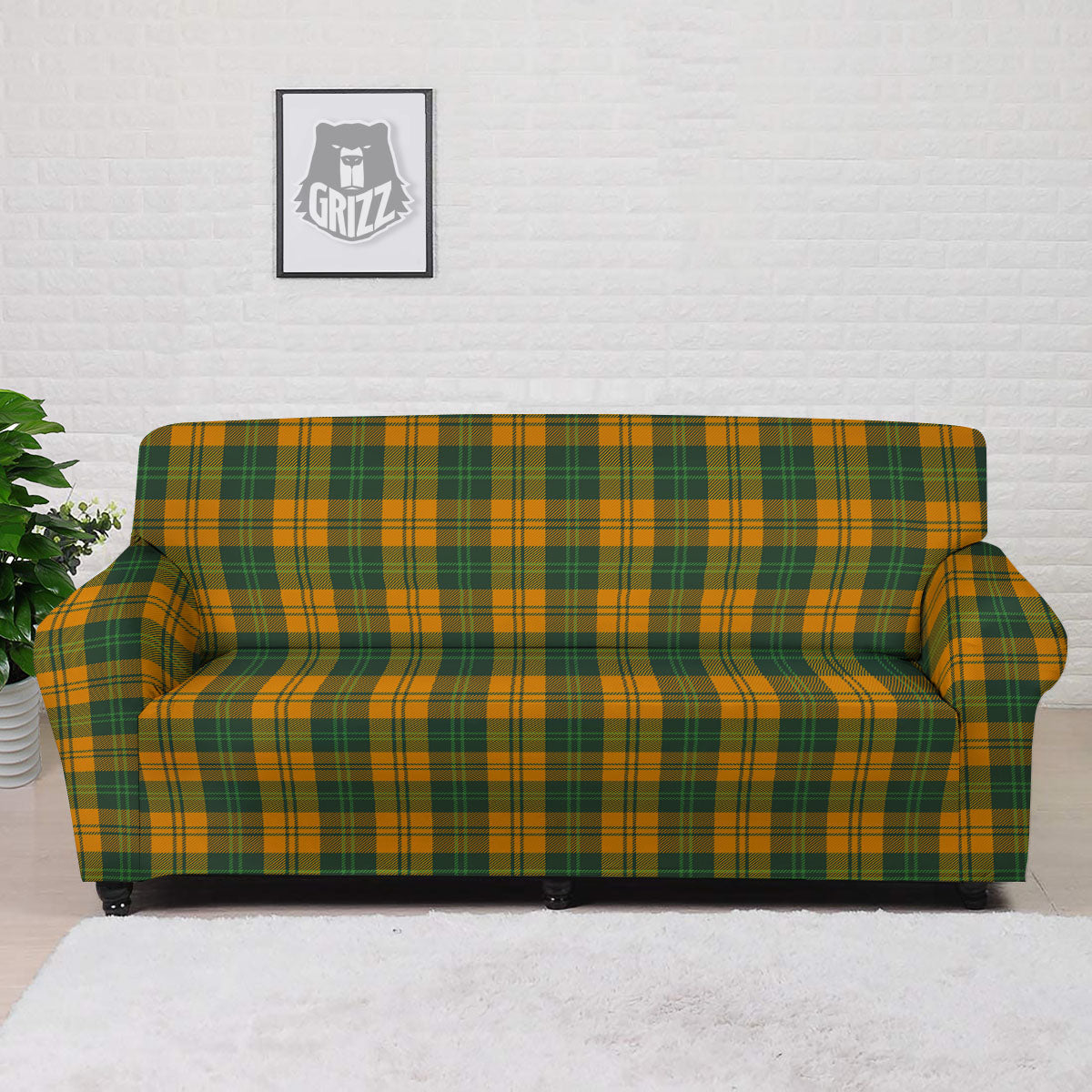 Buffalo Plaid Saint Patrick's Day Print Pattern Sofa Cover-grizzshop