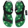 Buffalo Plaid St. Patrick's Day Print Pattern Black Open Toe Sandals-grizzshop