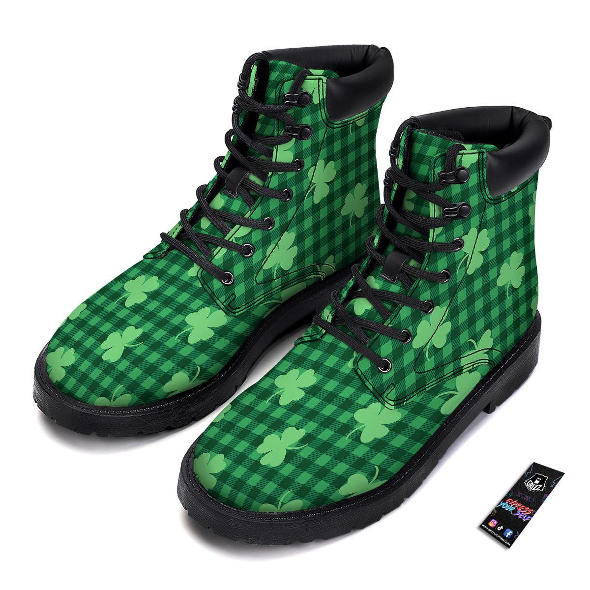 Buffalo Plaid St. Patrick's Day Print Pattern Boots-grizzshop