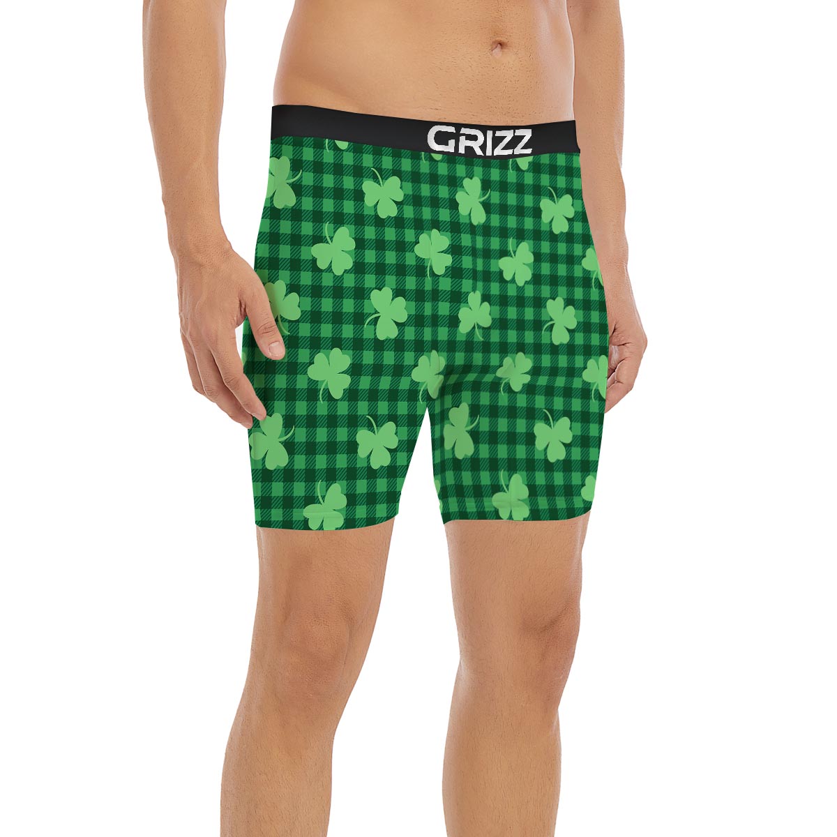 Buffalo Plaid St. Patrick's Day Print Pattern Boxer Briefs-grizzshop