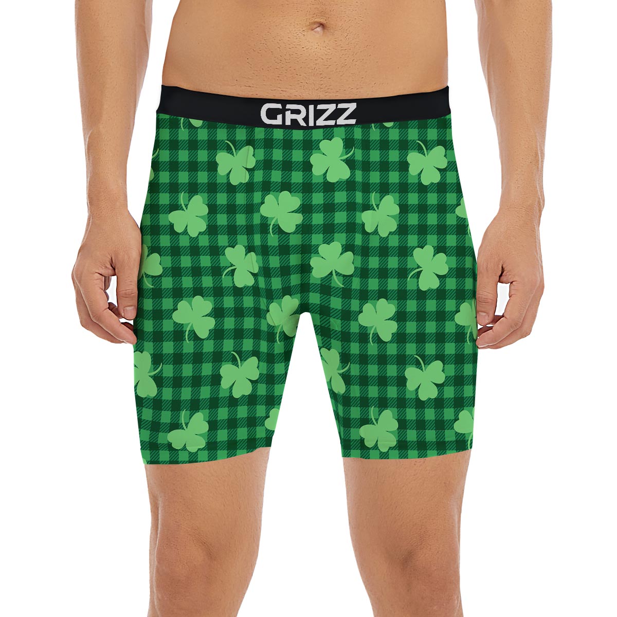 Buffalo Plaid St. Patrick's Day Print Pattern Boxer Briefs-grizzshop