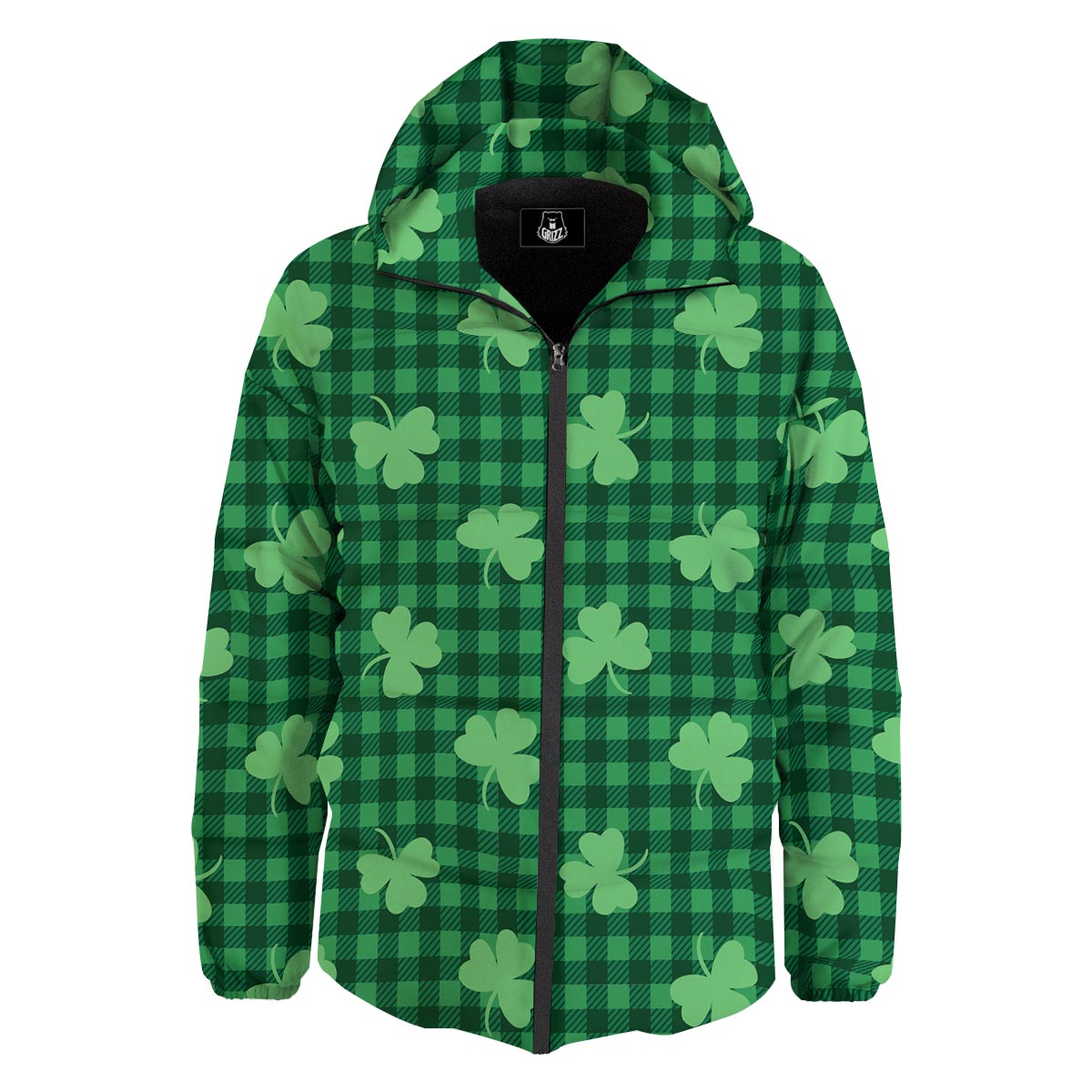 Buffalo Plaid St. Patrick's Day Print Pattern Down Jacket-grizzshop