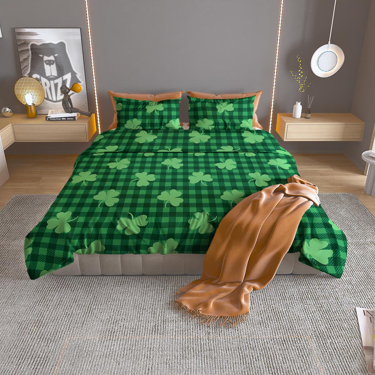 Bohemian Tangerine Floral Print Pattern Duvet Cover Bedding Set