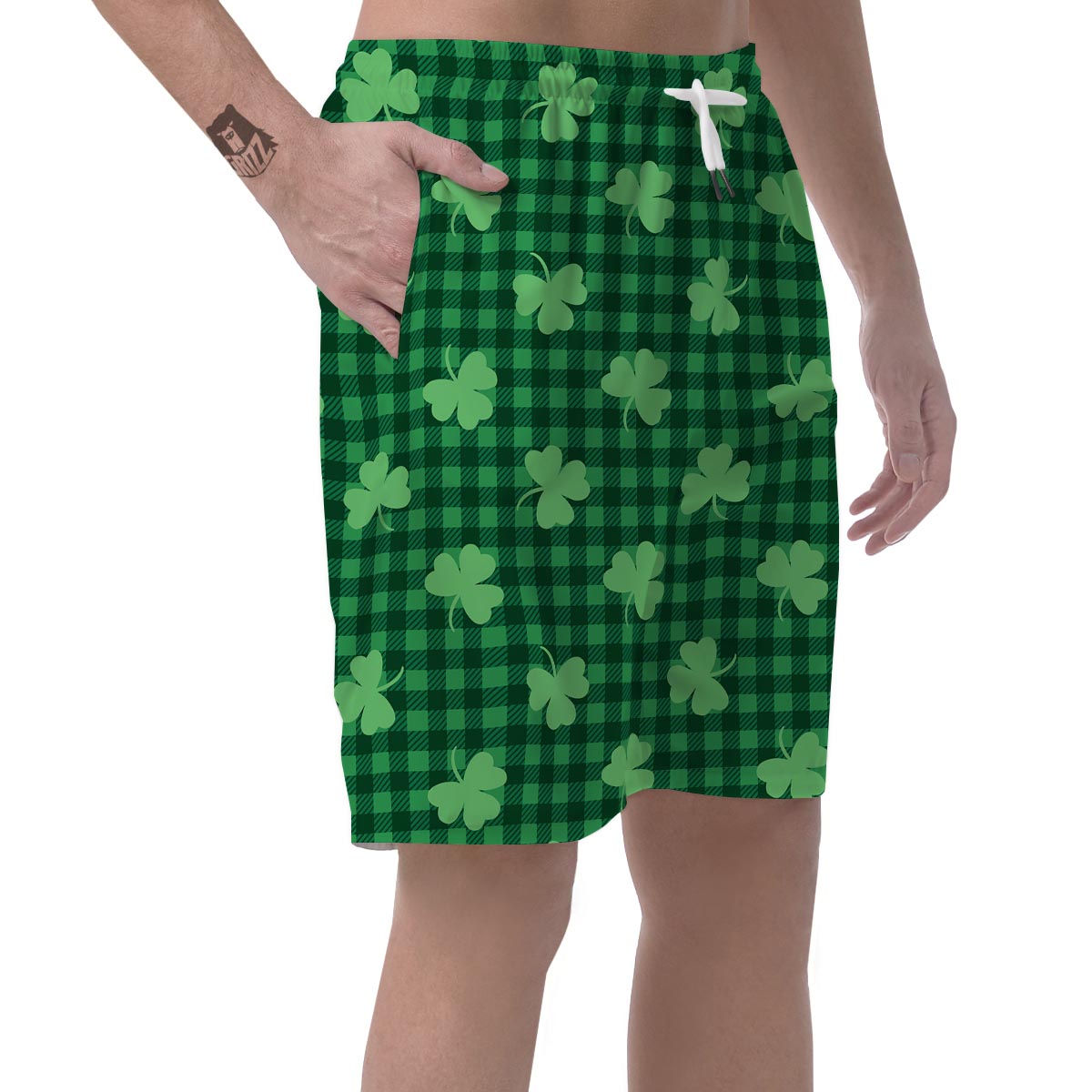 Buffalo Plaid St. Patrick's Day Print Pattern Men's Shorts-grizzshop