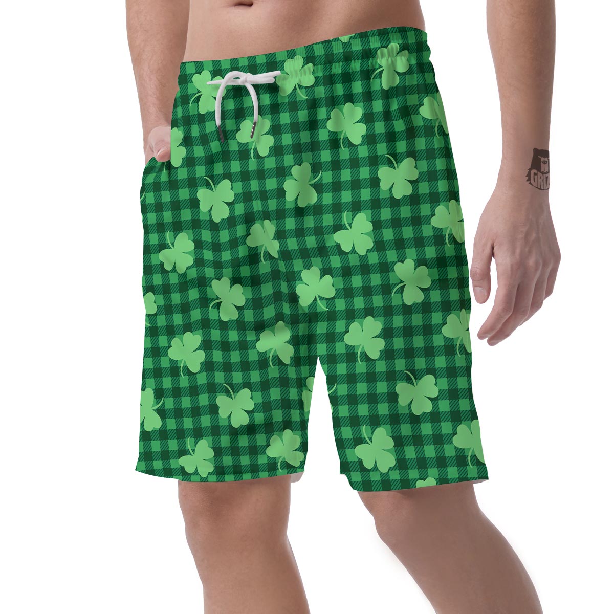 Buffalo Plaid St. Patrick's Day Print Pattern Men's Shorts-grizzshop