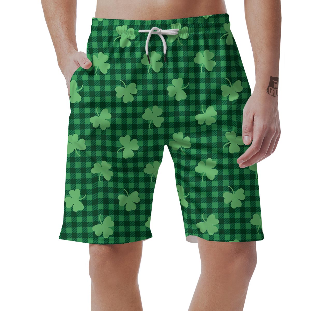 Buffalo Plaid St. Patrick's Day Print Pattern Men's Shorts-grizzshop