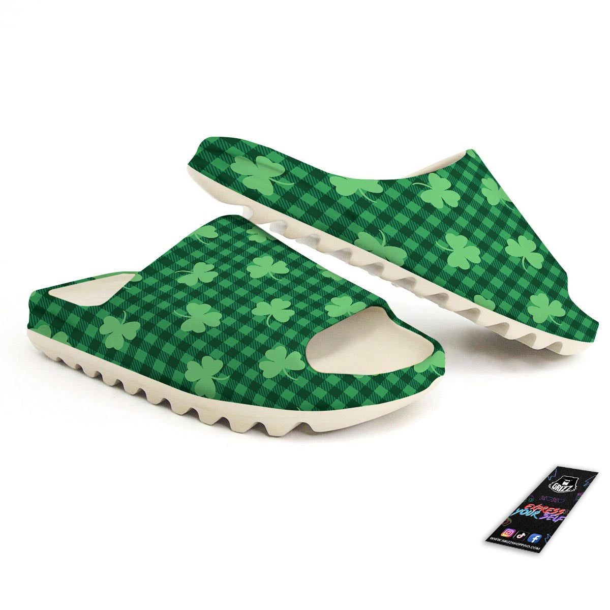 Buffalo Plaid St. Patrick's Day Print Pattern Sandals-grizzshop