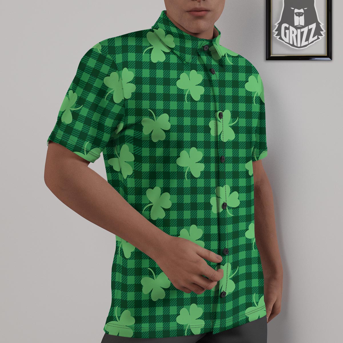 Buffalo Plaid St. Patrick's Day Print Pattern Untucked Shirts-grizzshop