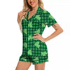 Buffalo Plaid St. Patrick's Day Print Pattern Women Silk Pajamas-grizzshop