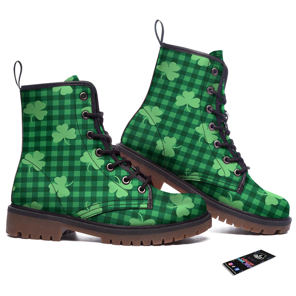 Buffalo Plaid St. Patrick's Day Print Pattern Work Boots-grizzshop