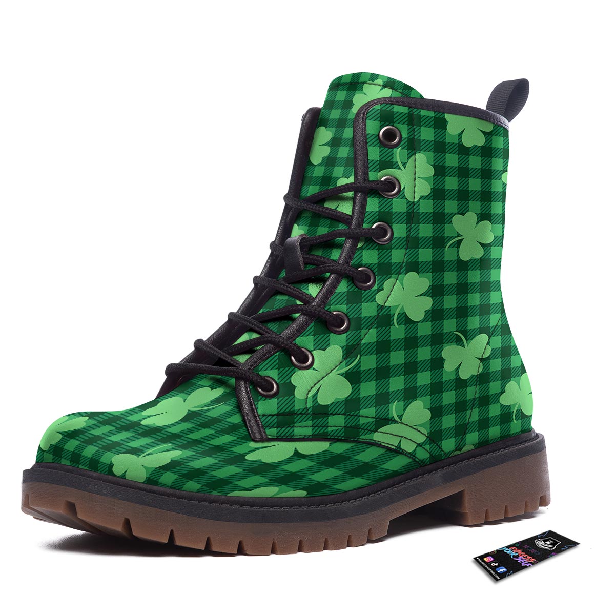 Buffalo Plaid St. Patrick's Day Print Pattern Work Boots-grizzshop