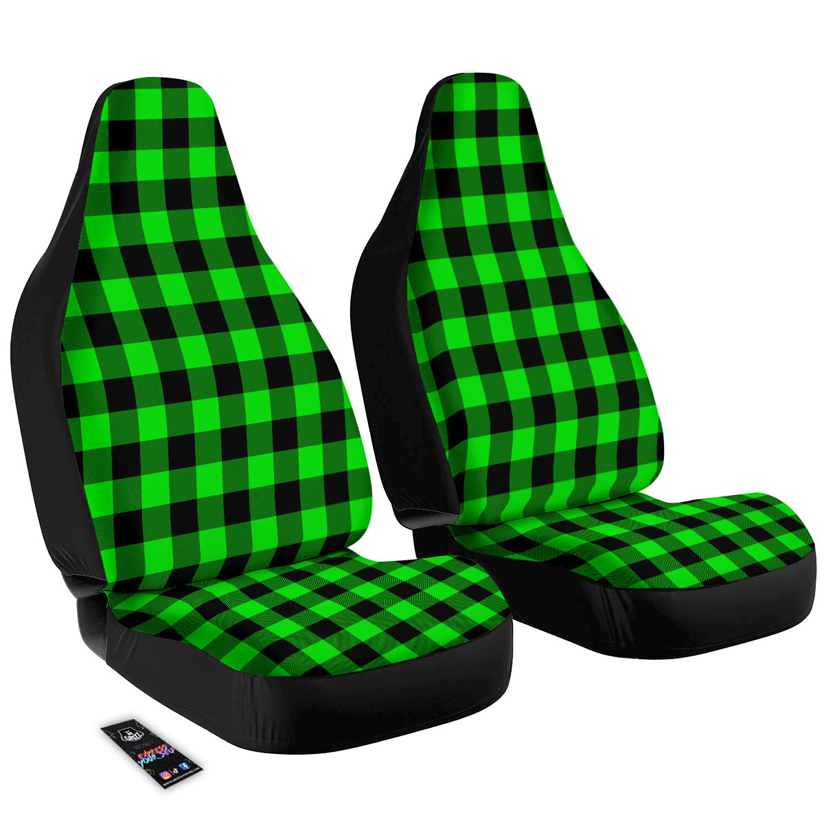 Buffalo Plaid UFO Green Print Pattern Car Seat Covers-grizzshop