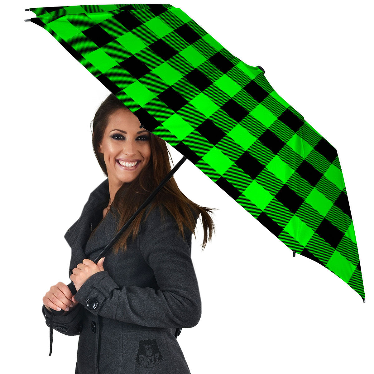 Buffalo Plaid UFO Green Print Pattern Umbrella-grizzshop