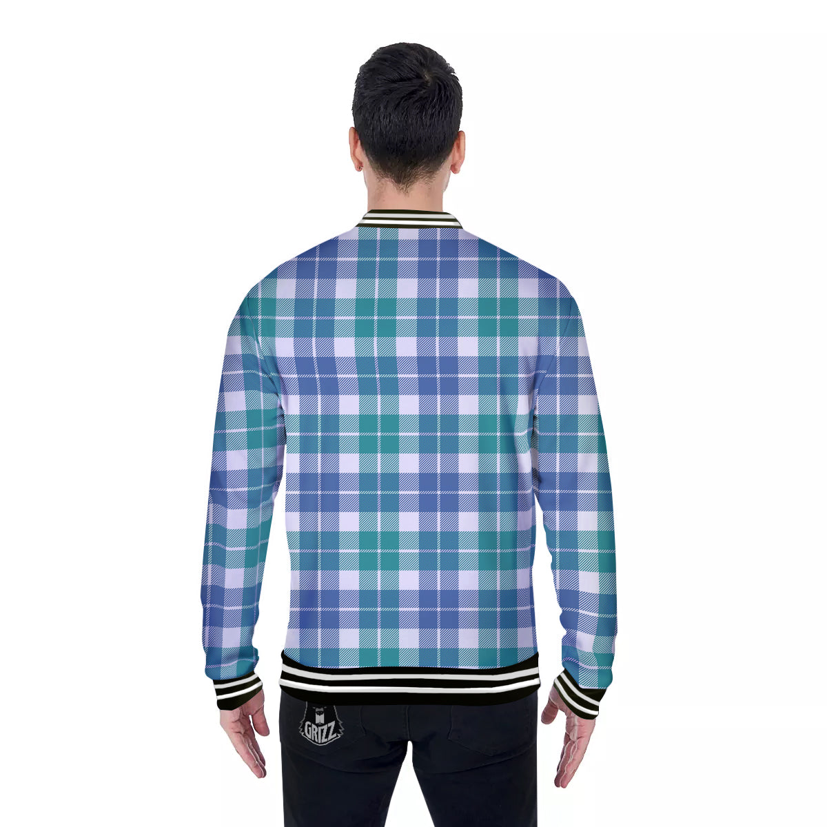 Buffalo Plaid White Green And Blue Print Pattern Baseball Jacket-grizzshop