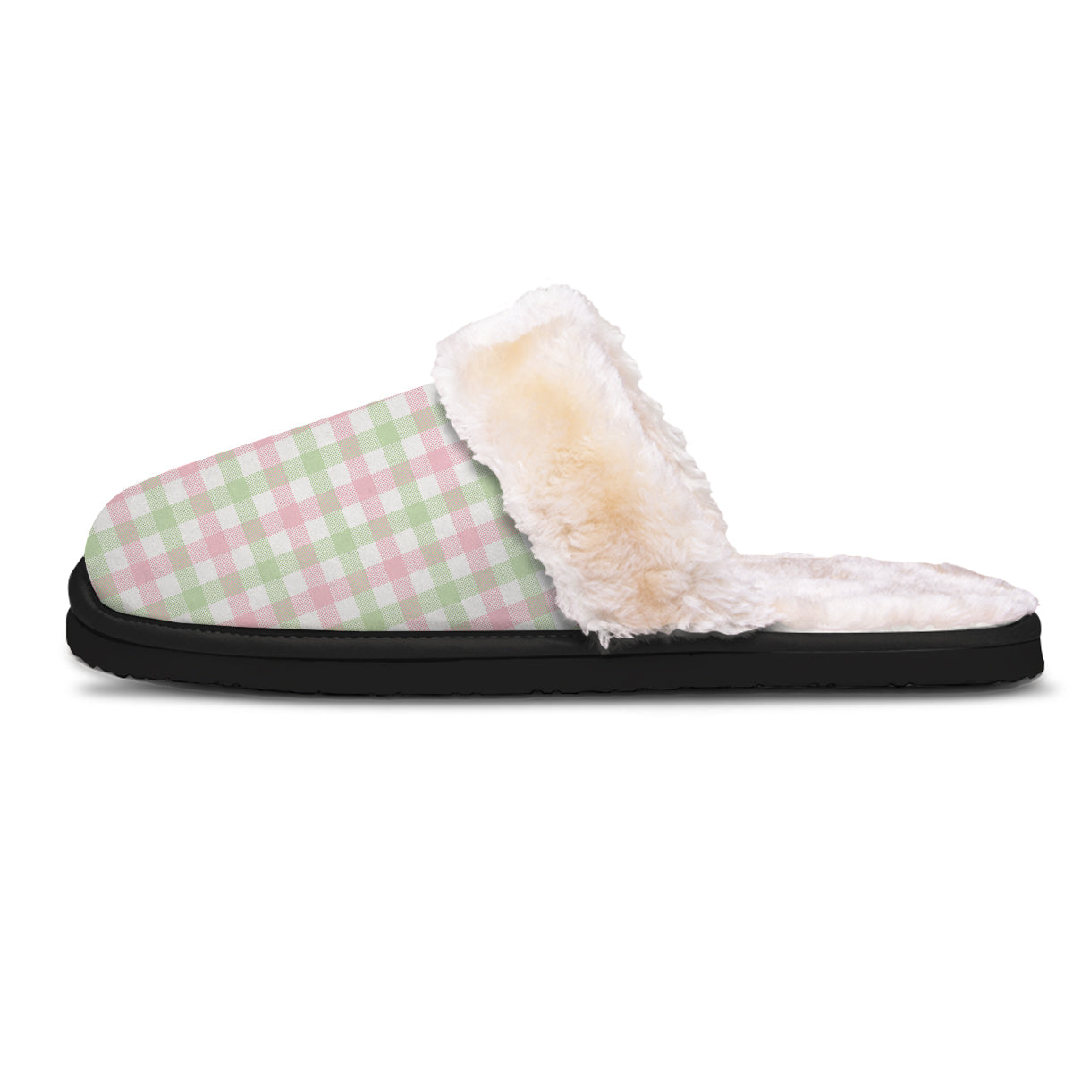 Buffalo Plaid White Pink And Green Print Pattern Slippers-grizzshop