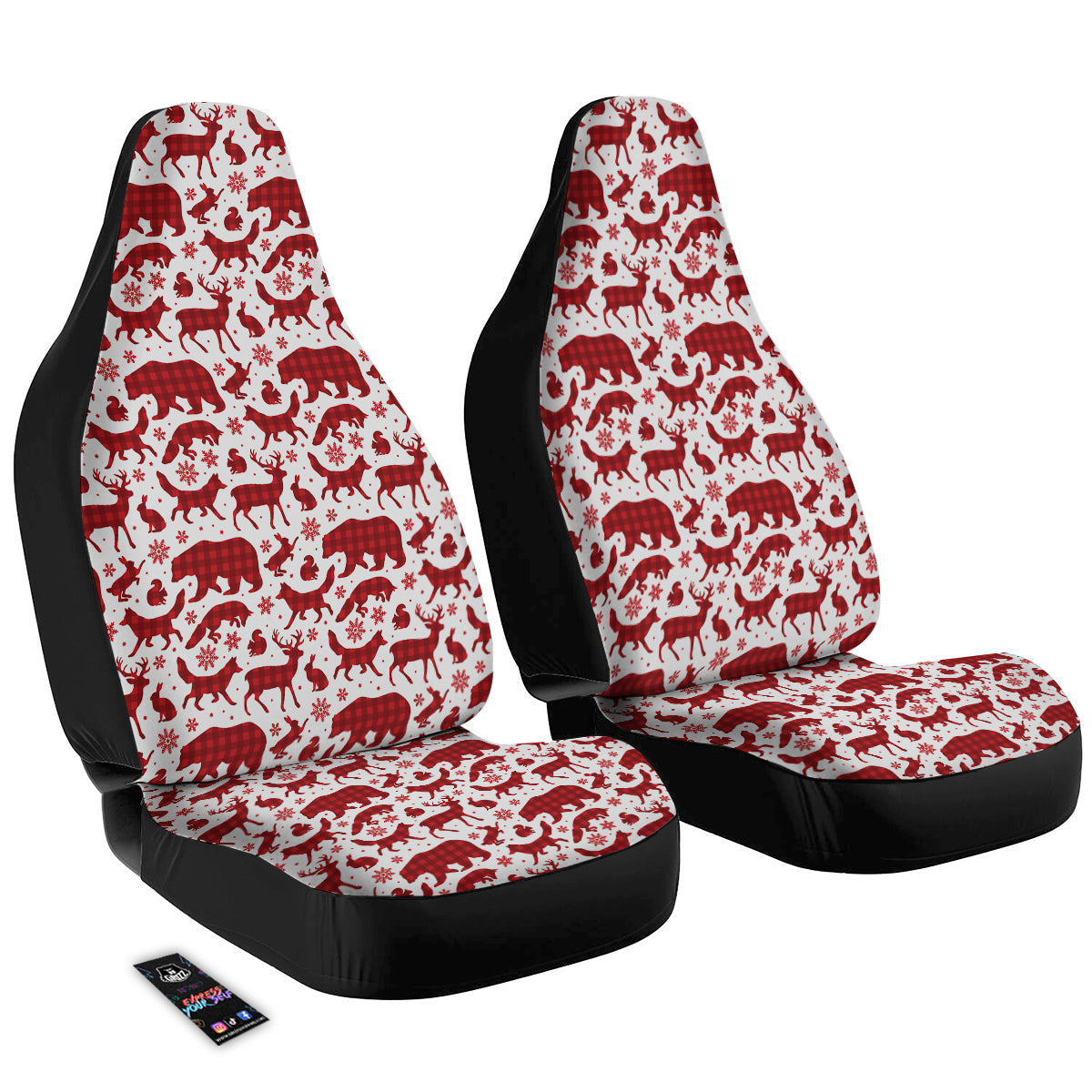 Buffalo Plaid Winter Forest Animal Print Pattern Car Seat Covers-grizzshop