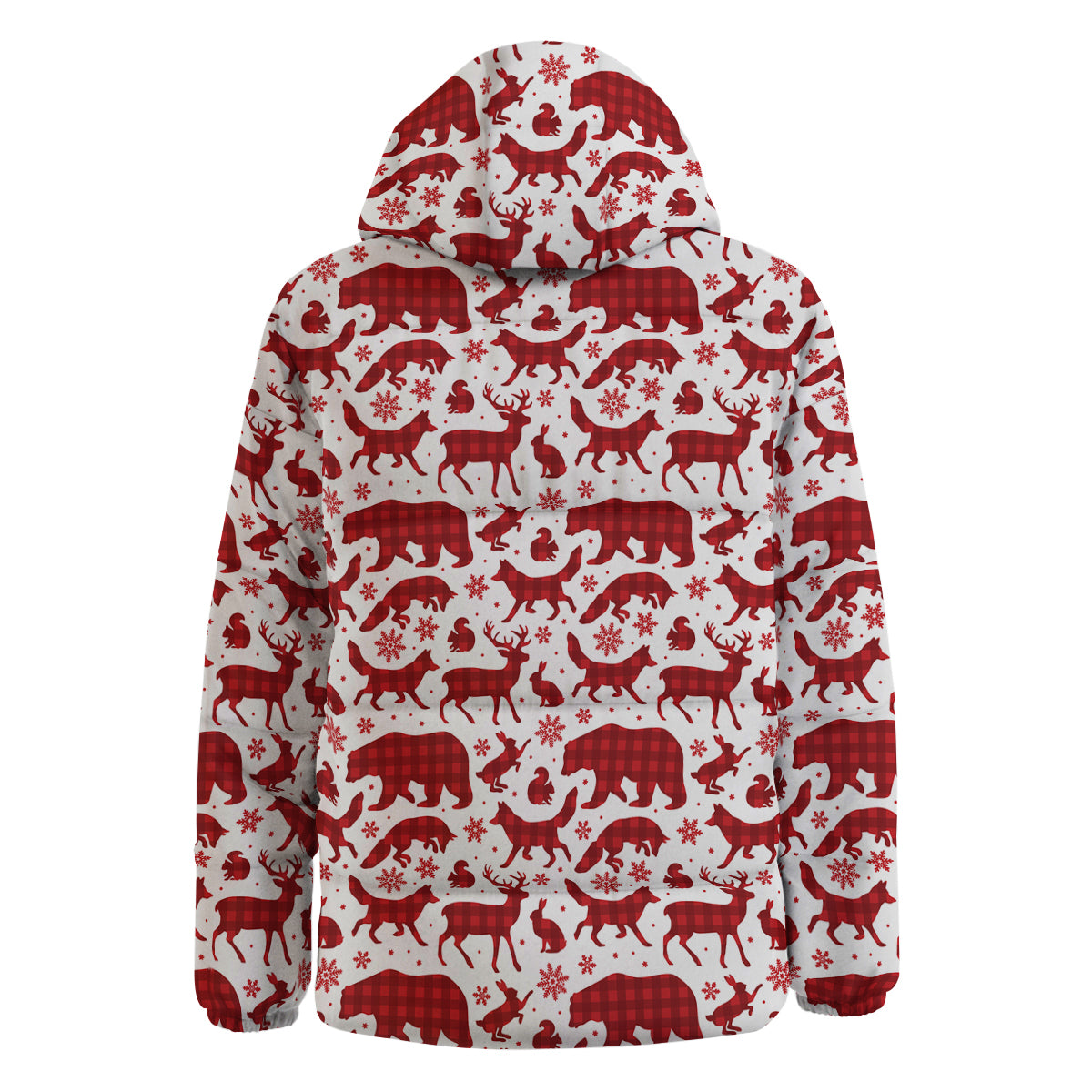 Buffalo Plaid Winter Forest Animal Print Pattern Down Jacket-grizzshop