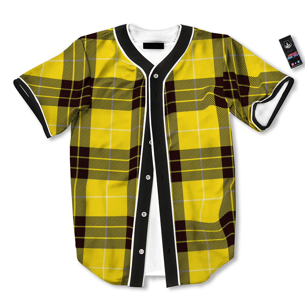 Buffalo Plaid Yellow Print Pattern Baseball Jersey-grizzshop