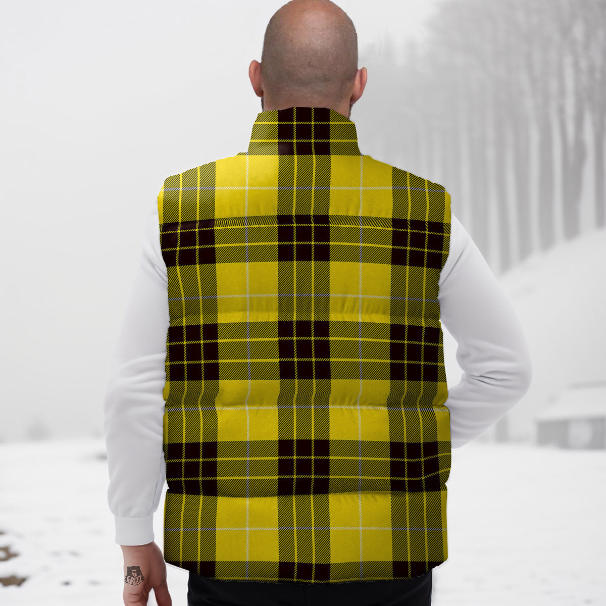 Buffalo Plaid Yellow Print Pattern Down Vest-grizzshop