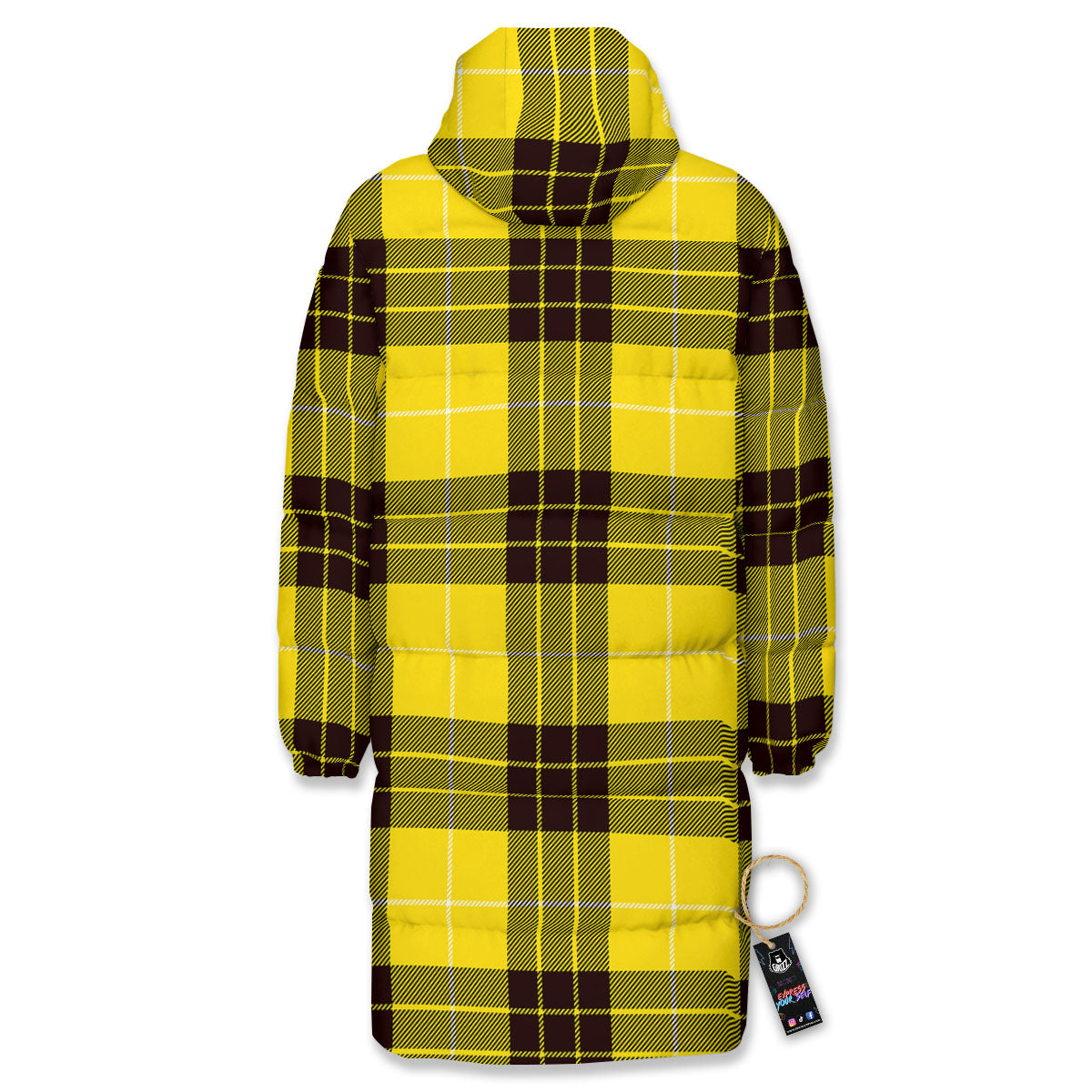 Buffalo Plaid Yellow Print Pattern Long Down Jacket-grizzshop