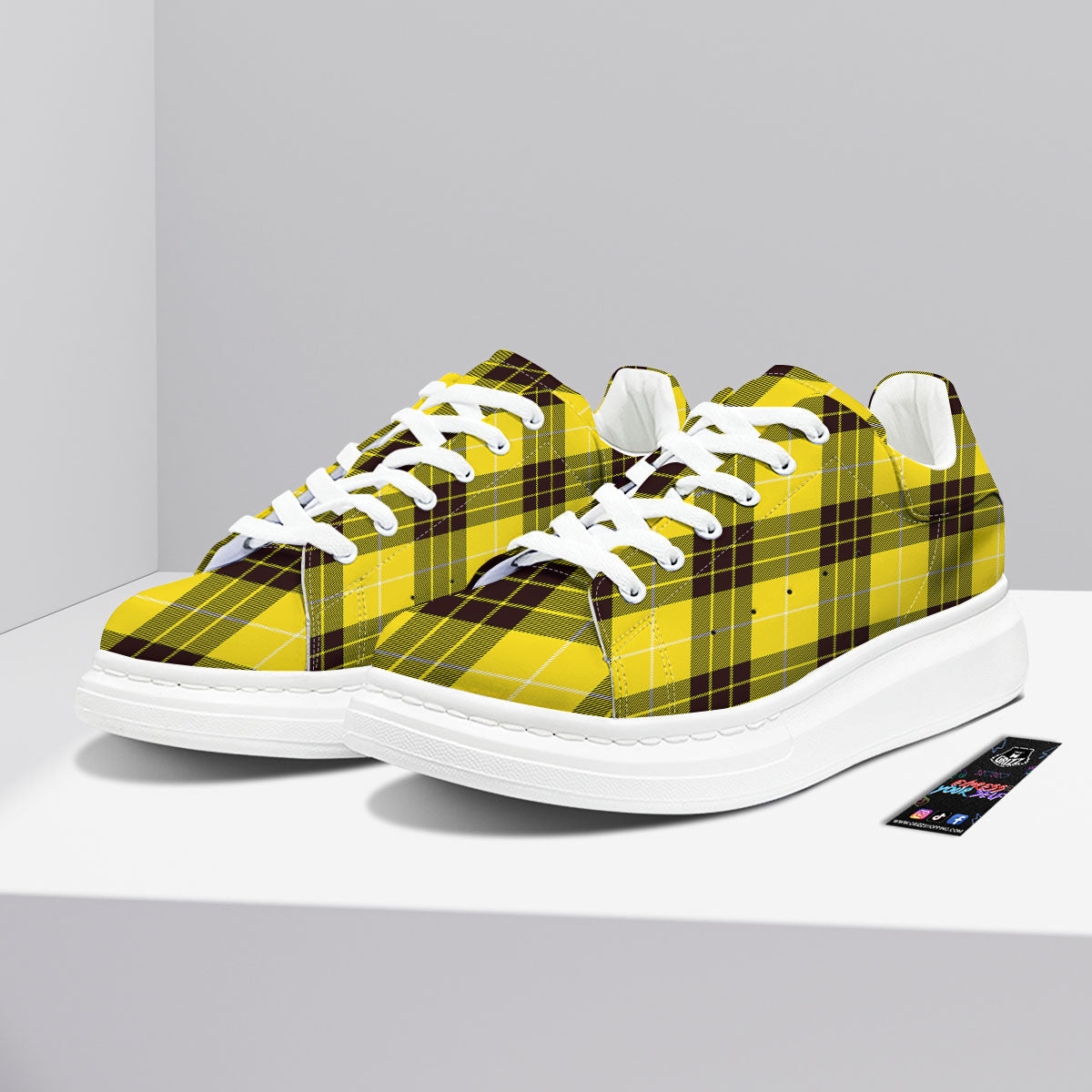 Buffalo Plaid Yellow Print Pattern Platform Shoes-grizzshop