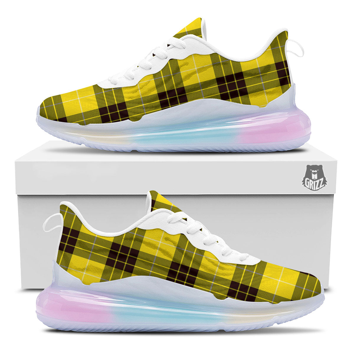 Buffalo Plaid Yellow Print Pattern Running Sneakers-grizzshop