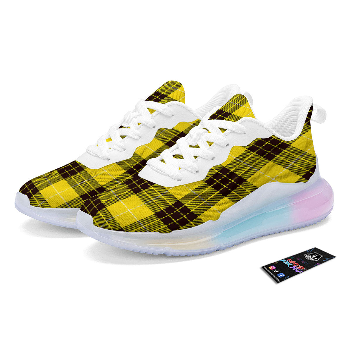 Buffalo Plaid Yellow Print Pattern Running Sneakers-grizzshop