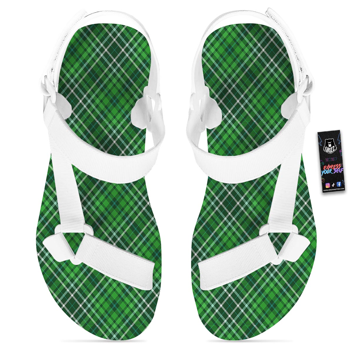 Buffalo St. Patrick's Day Print Pattern White Open Toe Sandals-grizzshop