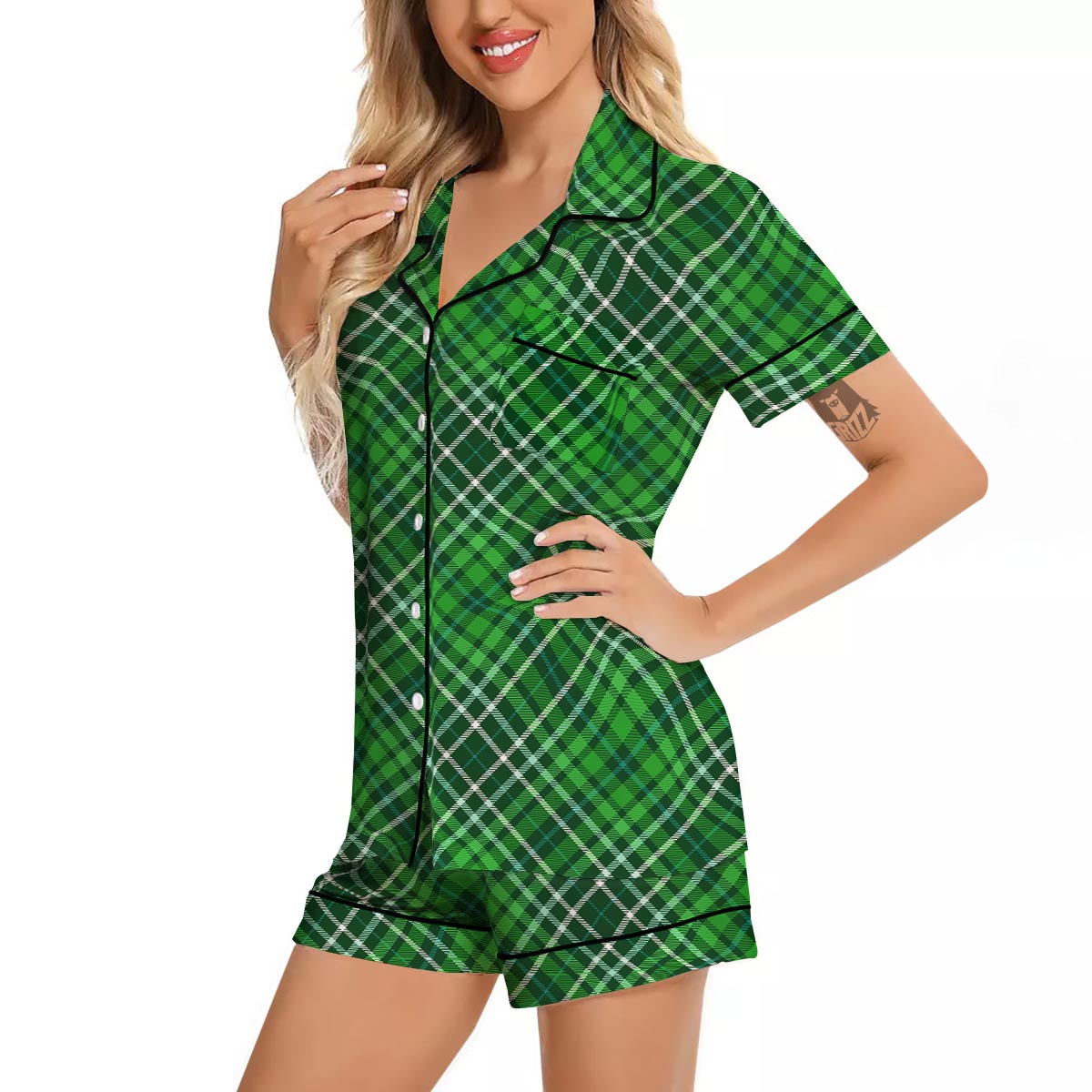 Buffalo St. Patrick's Day Print Pattern Women Silk Pajamas-grizzshop