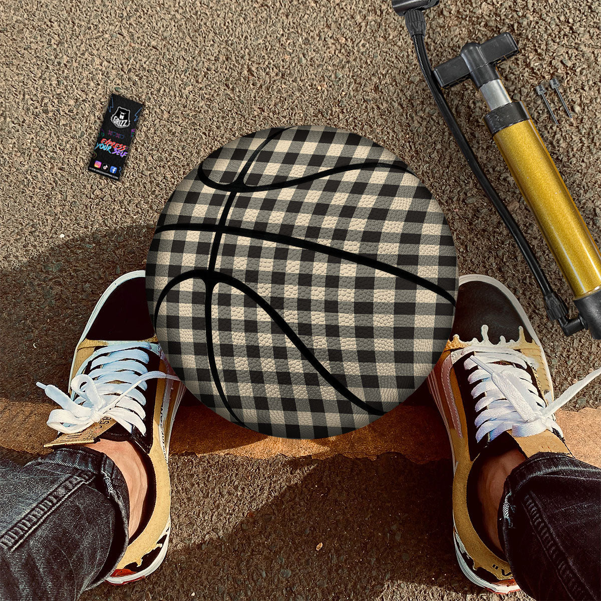Buffalo Check Black And Beige Print Basketball