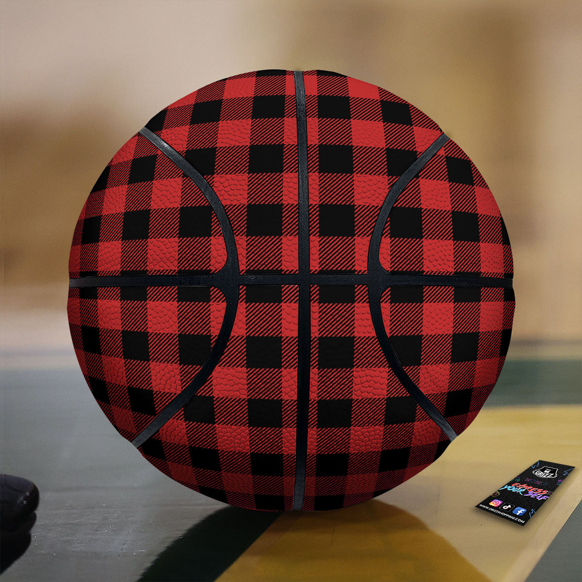 Blue Steel And White Gingham Print Pattern Basketball