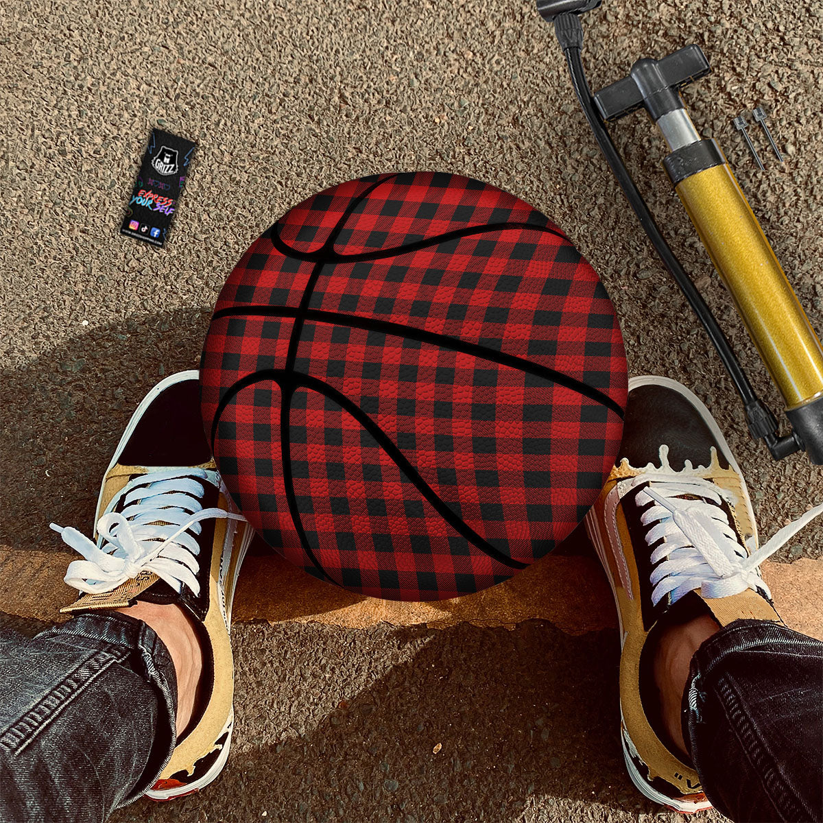 Buffalo Check Cardinal Red Print Pattern Basketball