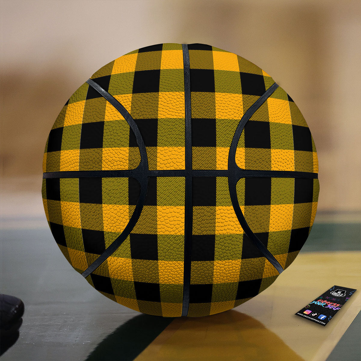 Bone And Orange Paw Print Pattern Basketball