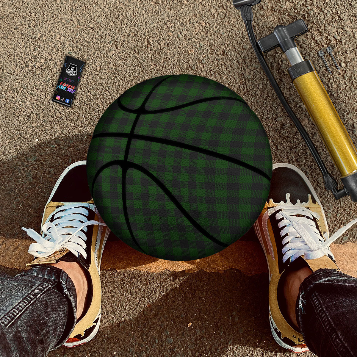 Boston Terrier Pink Plaid Print Pattern Basketball