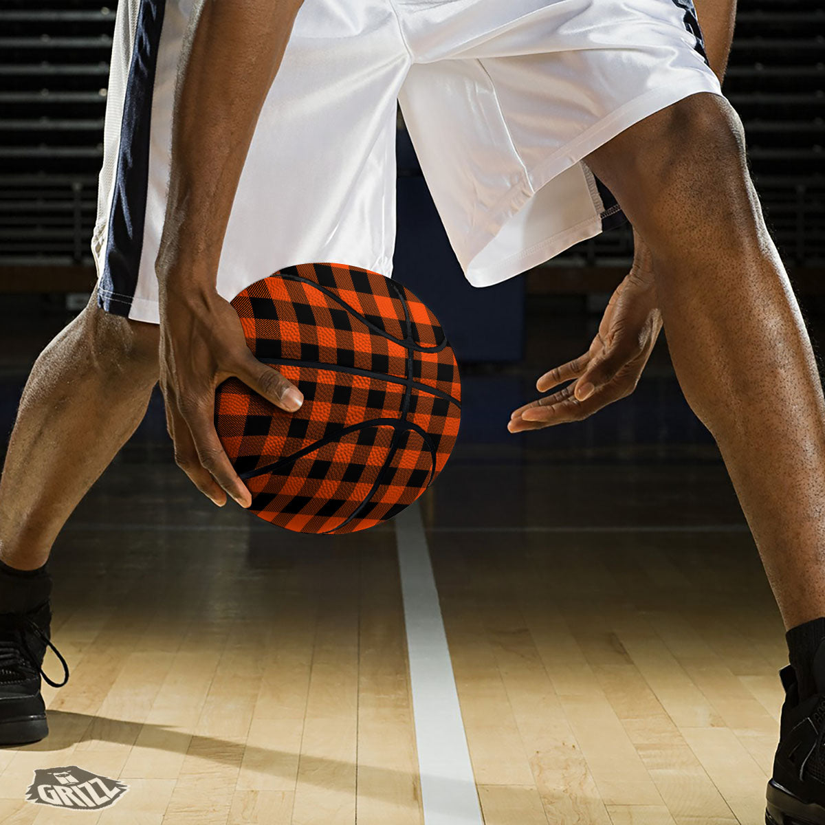 Buffalo Check Lava Orange Print Pattern Basketball