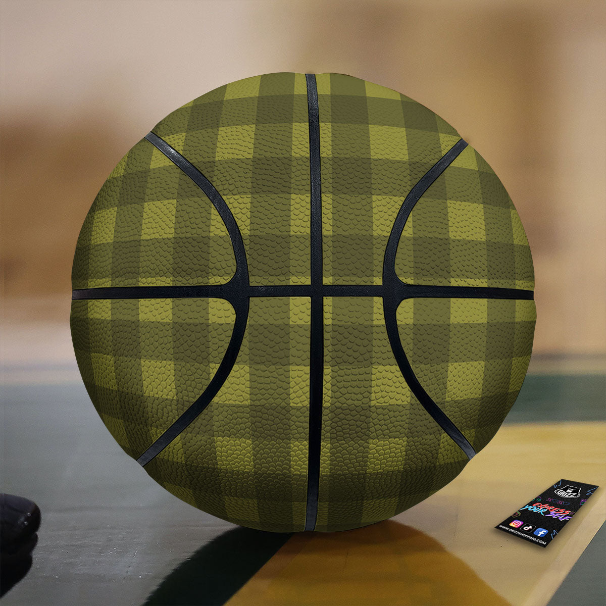 Buffalo Check Olive Green Print Pattern Basketball