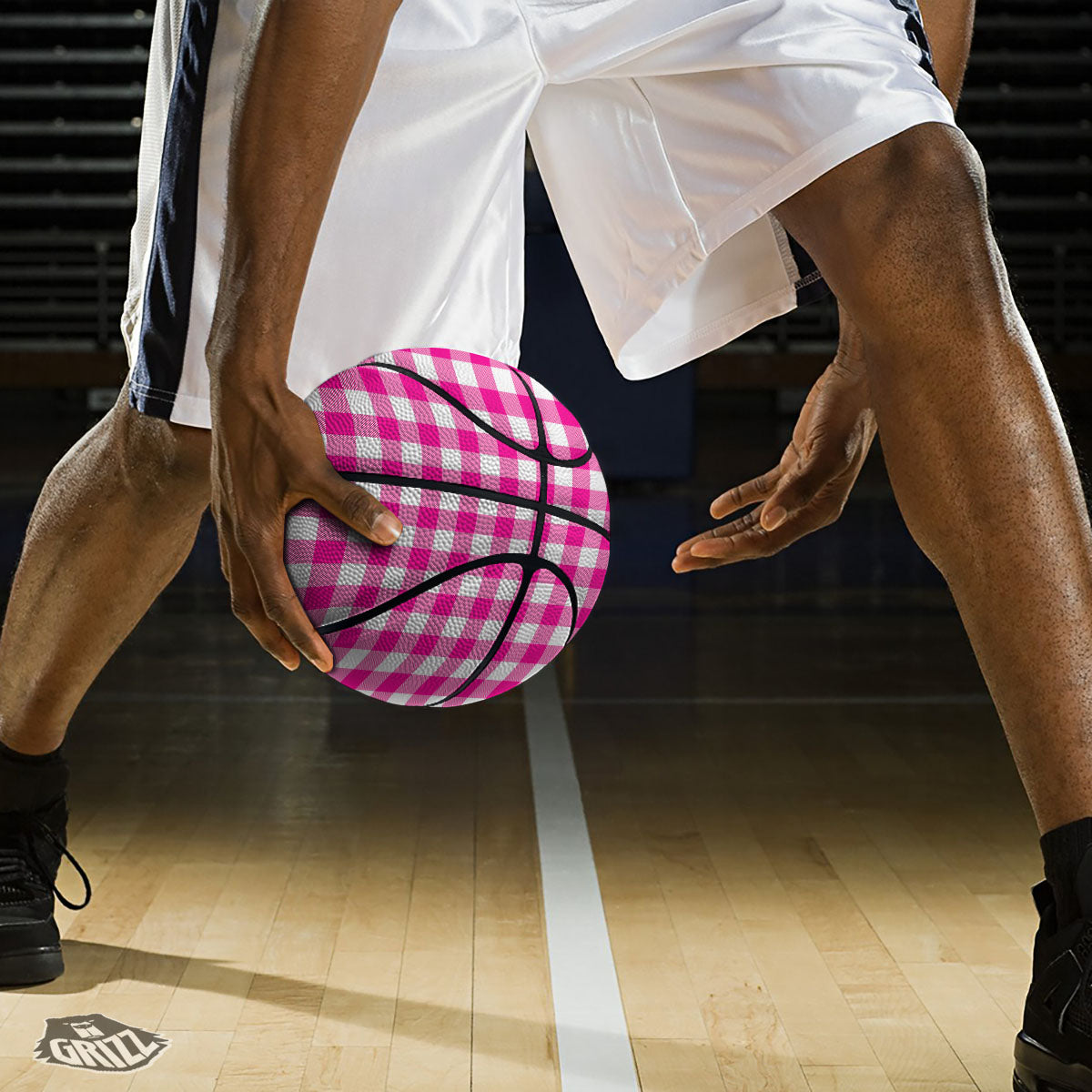 Buffalo Check Pink And White Print Basketball