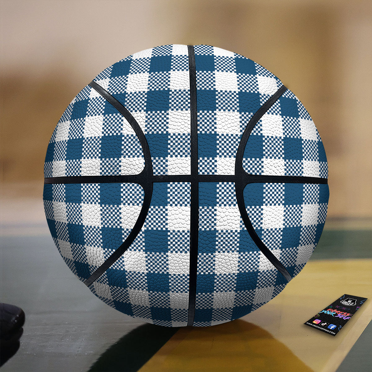 Buffalo Check White And Blue Print Basketball