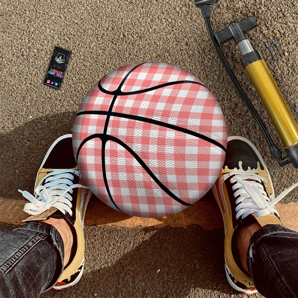 Buffalo Check White And Pink Print Basketball