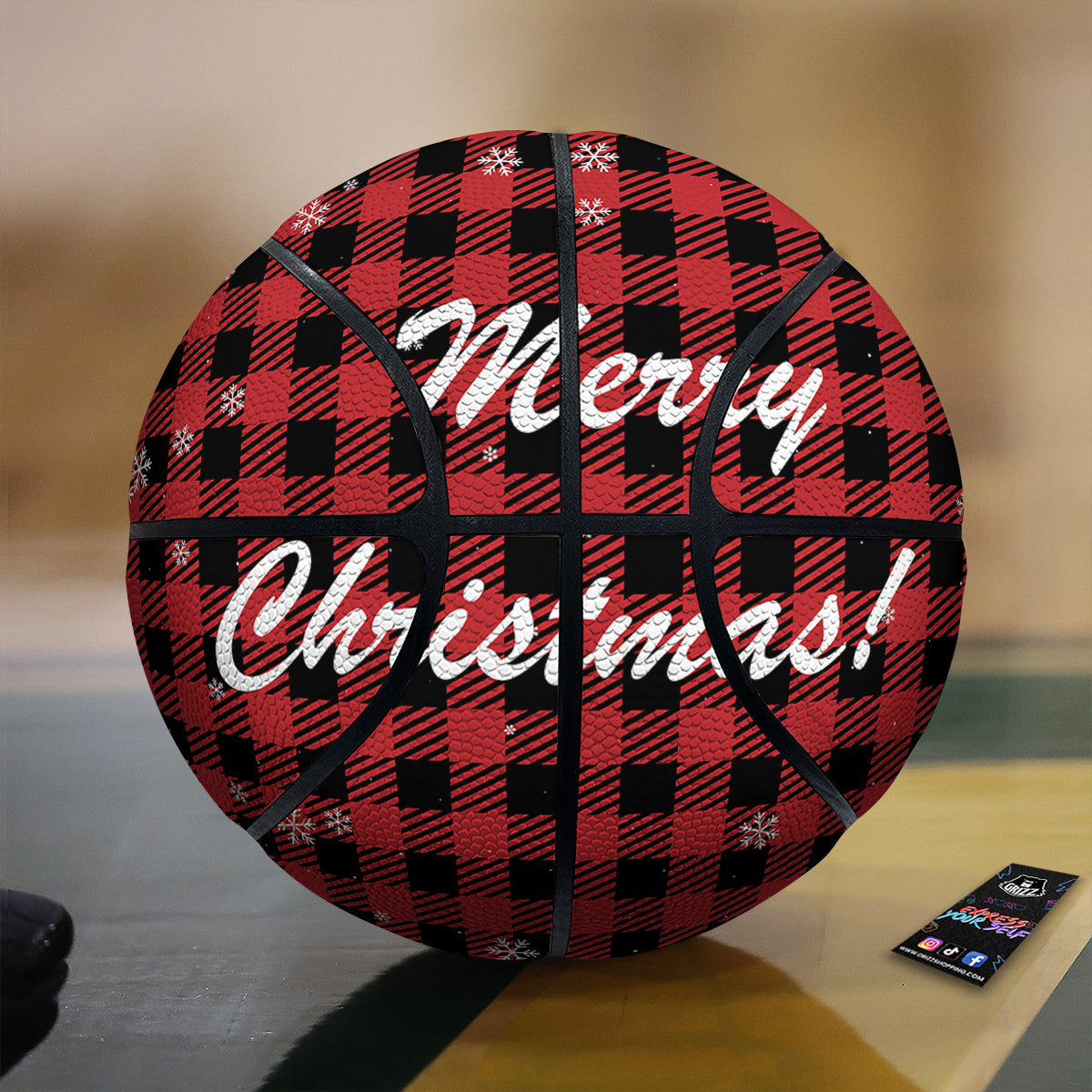 Buffalo Plaid Christmas Print Basketball