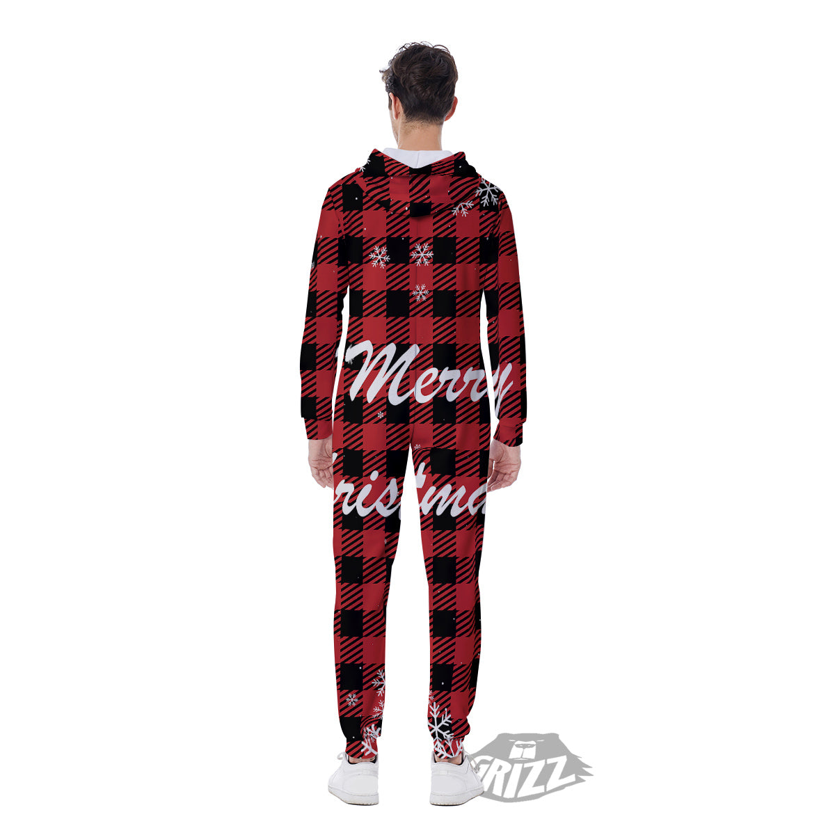 Buffalo Plaid Christmas Print Men's Jumpsuit-grizzshop