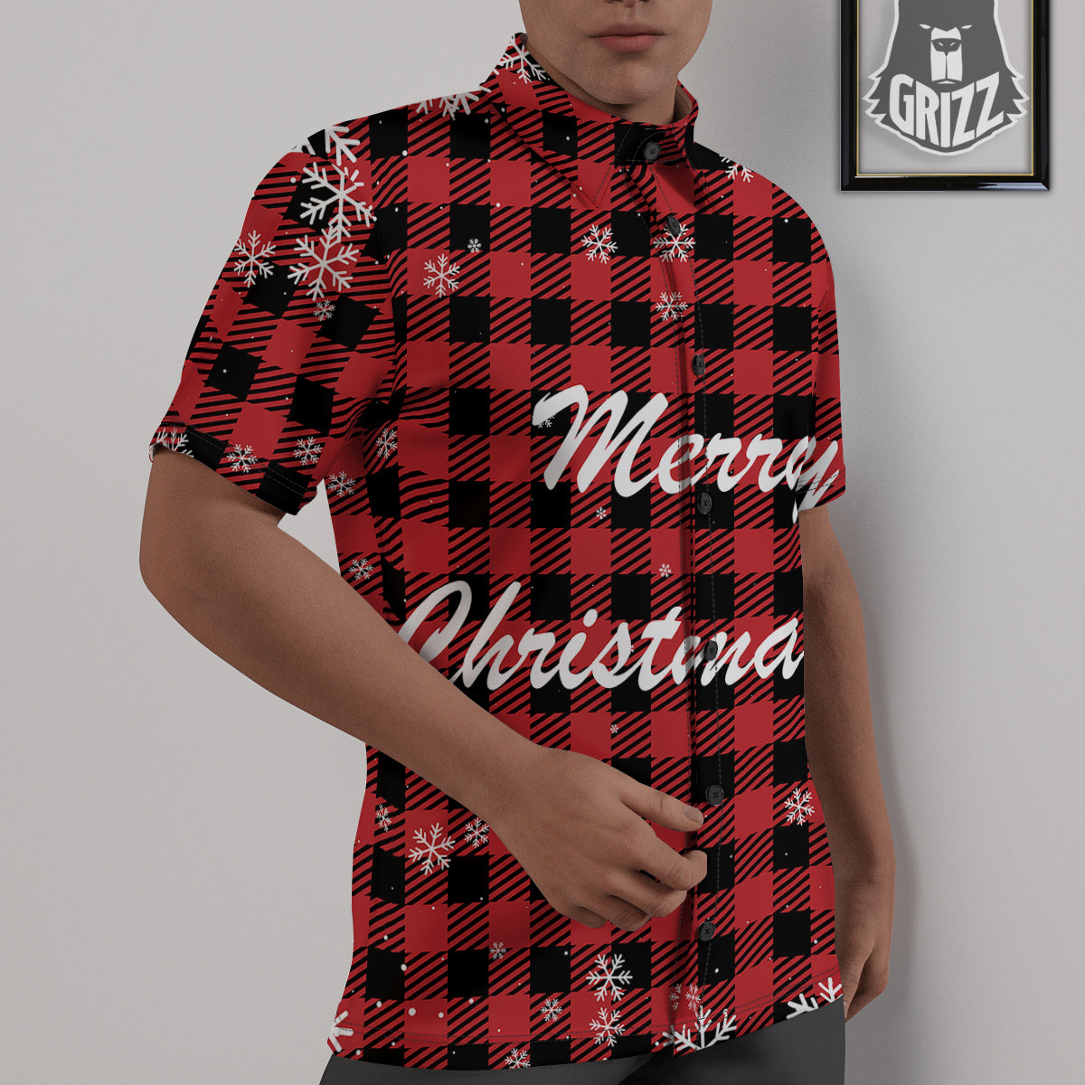 Buffalo Plaid Christmas Print Untucked Shirts-grizzshop