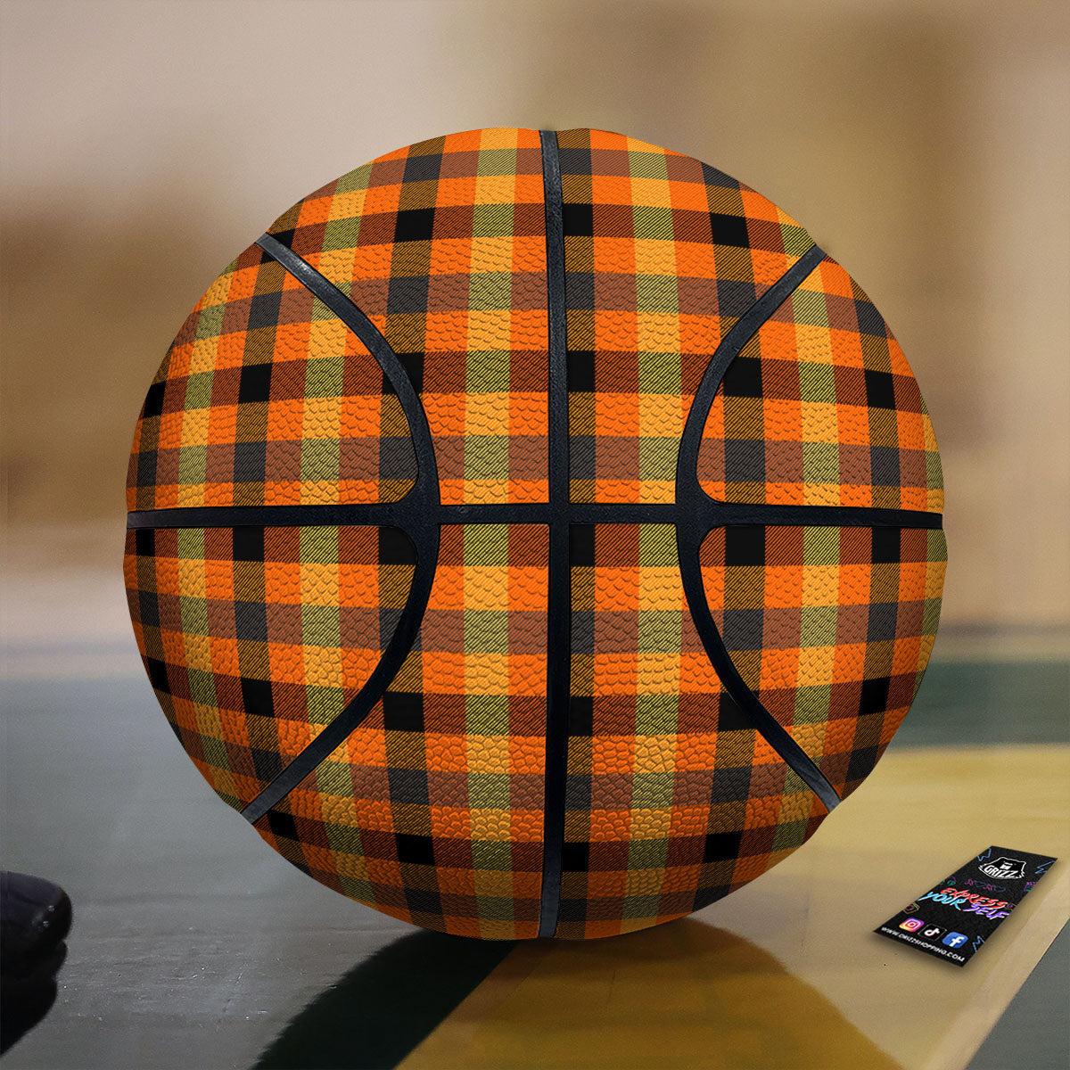 Buffalo Check Black And Orange Print Pattern Basketball