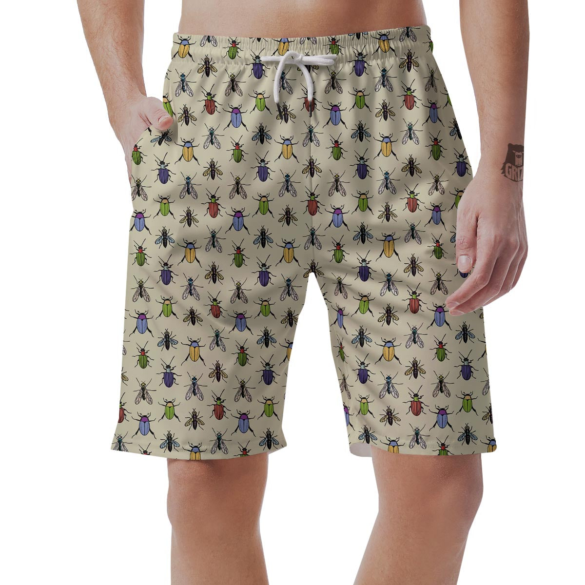 Bug Pattern Print Men's Shorts-grizzshop