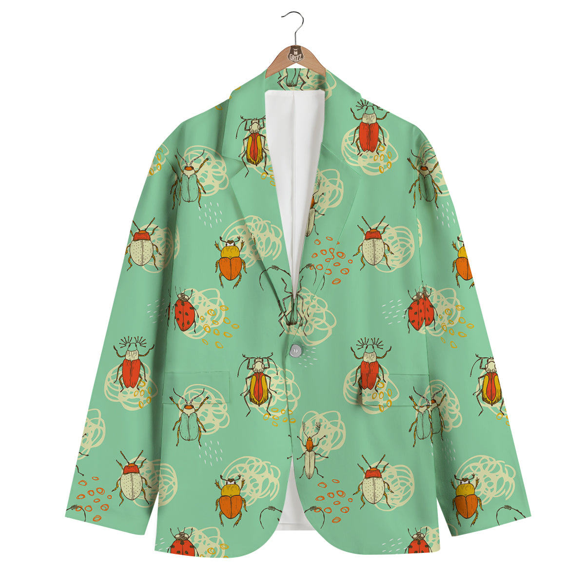 Bug Print Pattern Men's Blazer-grizzshop