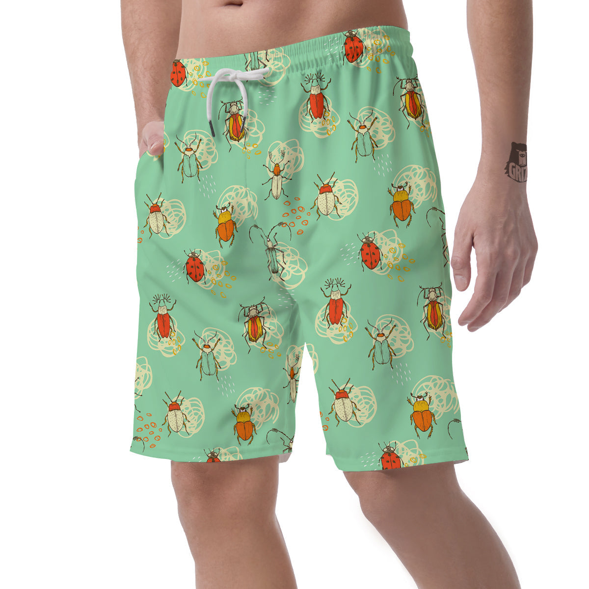 Bug Print Pattern Men's Shorts-grizzshop