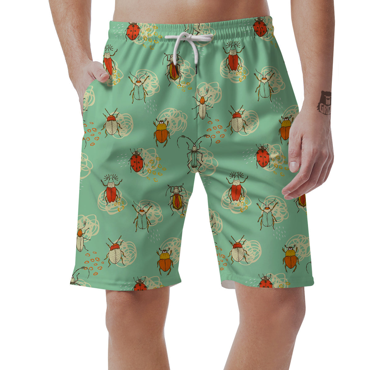 Bug Print Pattern Men's Shorts-grizzshop